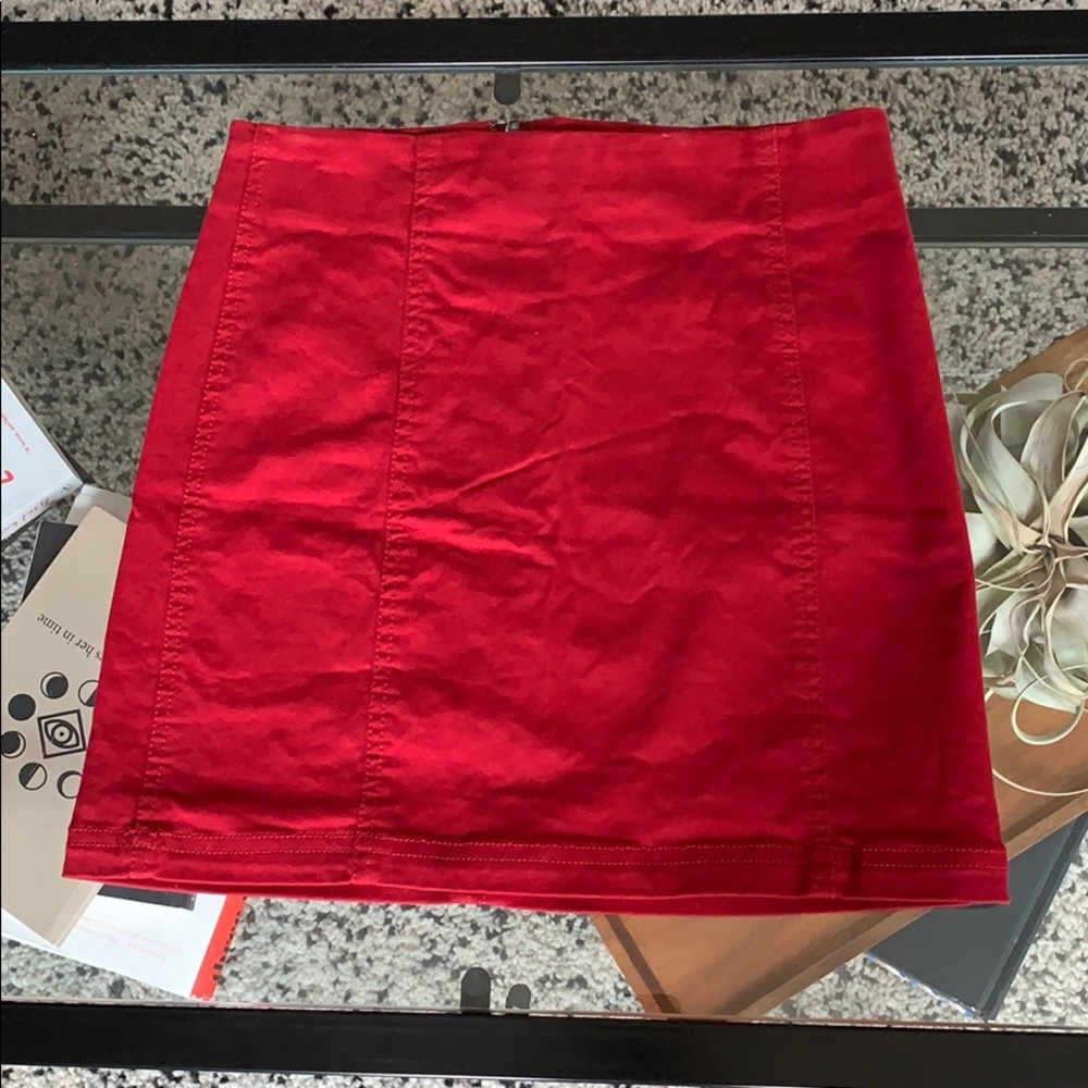 Red mini skirt